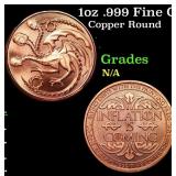 1oz .999 Fine Copper Bullion Round - Inflation Is