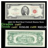 1963 $2 Red Seal United States Note Grades Gem++ C