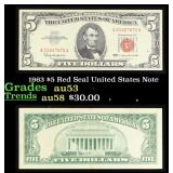 1963 $5 Red Seal United States Note Grades Select