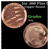 1oz .999 Fine Copper Bullion Round - Bald Eagle St