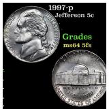 1997-p Jefferson Nickel 5c Grades Choice Unc 5fs
