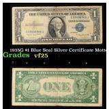 1935G $1 Blue Seal Silver Certificate Grades vf+ M