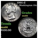 1991-d Washington Quarter 25c Grades GEM+ Unc