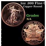 1oz .999 Fine Copper Bullion Round - Walking Liber
