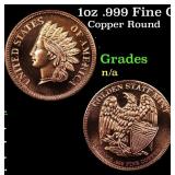 1oz .999 Fine Copper Bullion Round - Indian Penny