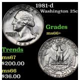 1981-d Washington Quarter 25c Grades GEM++ Unc