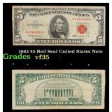 1963 $5 Red Seal United States Note Grades vf++