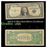 1957A $1 Blue Seal Silver Certificate Grades vf+