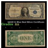 1935D $1 Blue Seal Silver Certificate Grades f+