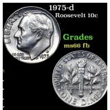 1975-d Roosevelt Dime 10c Grades Gem++ Full Bands