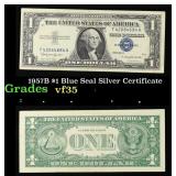 1957B $1 Blue Seal Silver Certificate Grades vf++