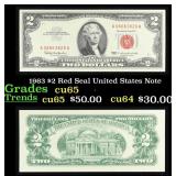 1963 $2 Red Seal United States Note Grades Gem CU