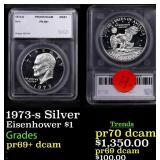 1973-s Silver Proof Eisenhower Dollar $1 pr69+ dca