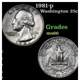 1981-p Washington Quarter 25c Grades GEM+ Unc