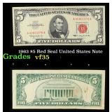 1963 $5 Red Seal United States Note Grades vf++