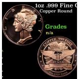 1oz .999 Fine Copper Bullion Round - Mercury Dime