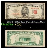 1953C $5 Red Seal United States Note Grades vf++