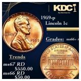1959-p Lincoln Cent 1c Grades GEM++ RD