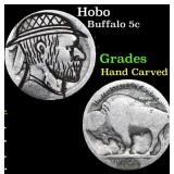Hobo Buffalo Nickel 5c Grades Hand Carved