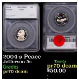 2004-s Peace Proof Jefferson Nickel 5c pr70 dcam S