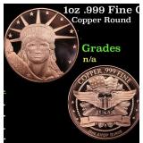 1oz .999 Fine Copper Bullion Round - Statue of Lib