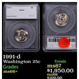 1991-d Washington Quarter 25c ms66+ SEGS