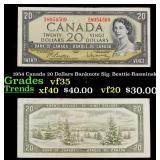 1954 Canada 20 Dollars Banknote Sig. Beattie-Rasmi