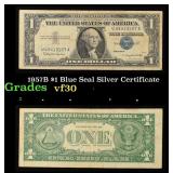 1957B $1 Blue Seal Silver Certificate Grades vf++