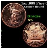 1oz .999 Fine Copper Bullion Round - Walking Liber