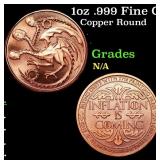 1oz .999 Fine Copper Bullion Round - Inflation Is