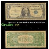1957A $1 Blue Seal Silver Certificate Grades f+