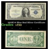 1935E $1 Blue Seal Silver Certificate Grades vf++