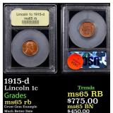 1915-d Lincoln Cent 1c GEM Unc RB USCG