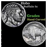 Hobo Buffalo Nickel 5c Grades Hand Carved