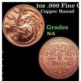 1oz .999 Fine Copper Bullion Round - Inflation Is