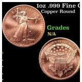 1oz .999 Fine Copper Bullion Round - Walking Liber