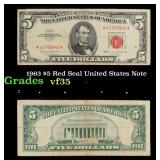 1963 $5 Red Seal United States Note Grades vf++