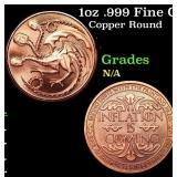1oz .999 Fine Copper Bullion Round - Inflation Is