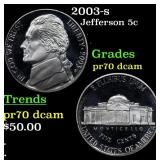 2003-s Proof Jefferson Nickel 5c pr70 dcam SEGS