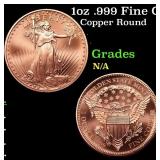 1oz .999 Fine Copper Bullion Round - Walking Liber