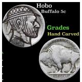 Hobo Buffalo Nickel 5c Grades Hand Carved