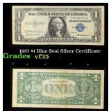 1957 $1 Blue Seal Silver Certificate Grades vf++