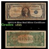 1957A $1 Blue Seal Silver Certificate Grades vf+