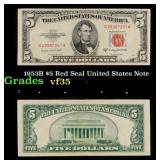 1953B $5 Red Seal United States Note Grades vf++