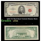 1963 $5 Red Seal United States Note Grades vf++