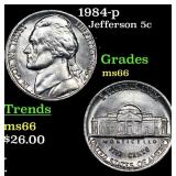 1984-p Jefferson Nickel 5c Grades GEM+ Unc