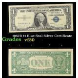 1957B $1 Blue Seal Silver Certificate Grades vf++