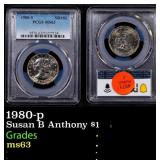PCGS 1980-p Susan B Anthony Dollar $1 ms63 PCGS
