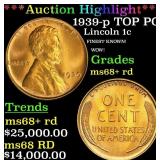 *Highlight* 1939-p Lincoln Cent TOP POP! 1c ms68+