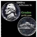 1969-s Proof Jefferson Nickel 5c Grades Perfection